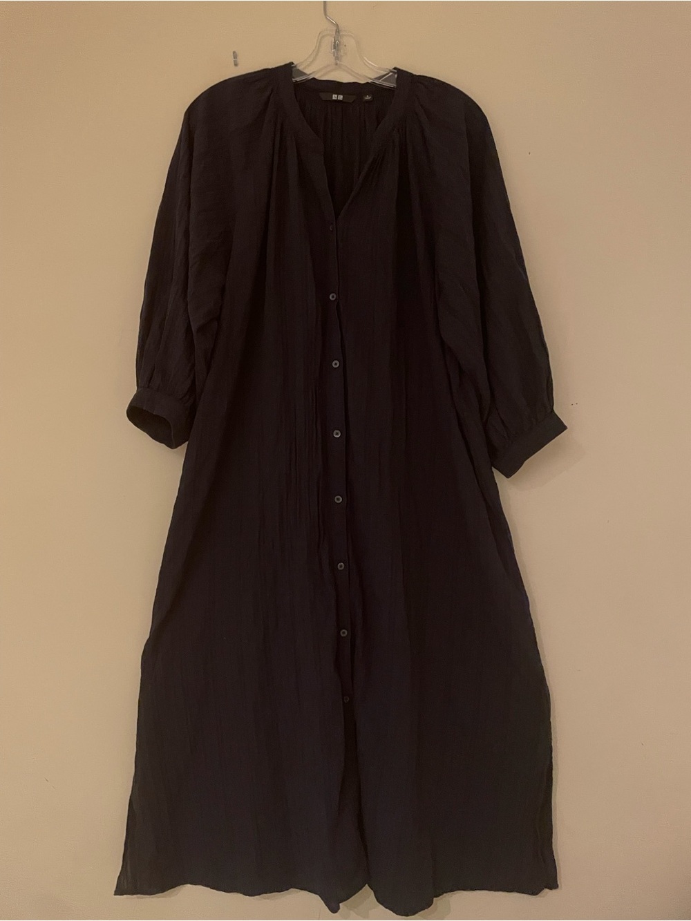 UNIQLO Light Flowy Cotton Midi Shirt Dress
